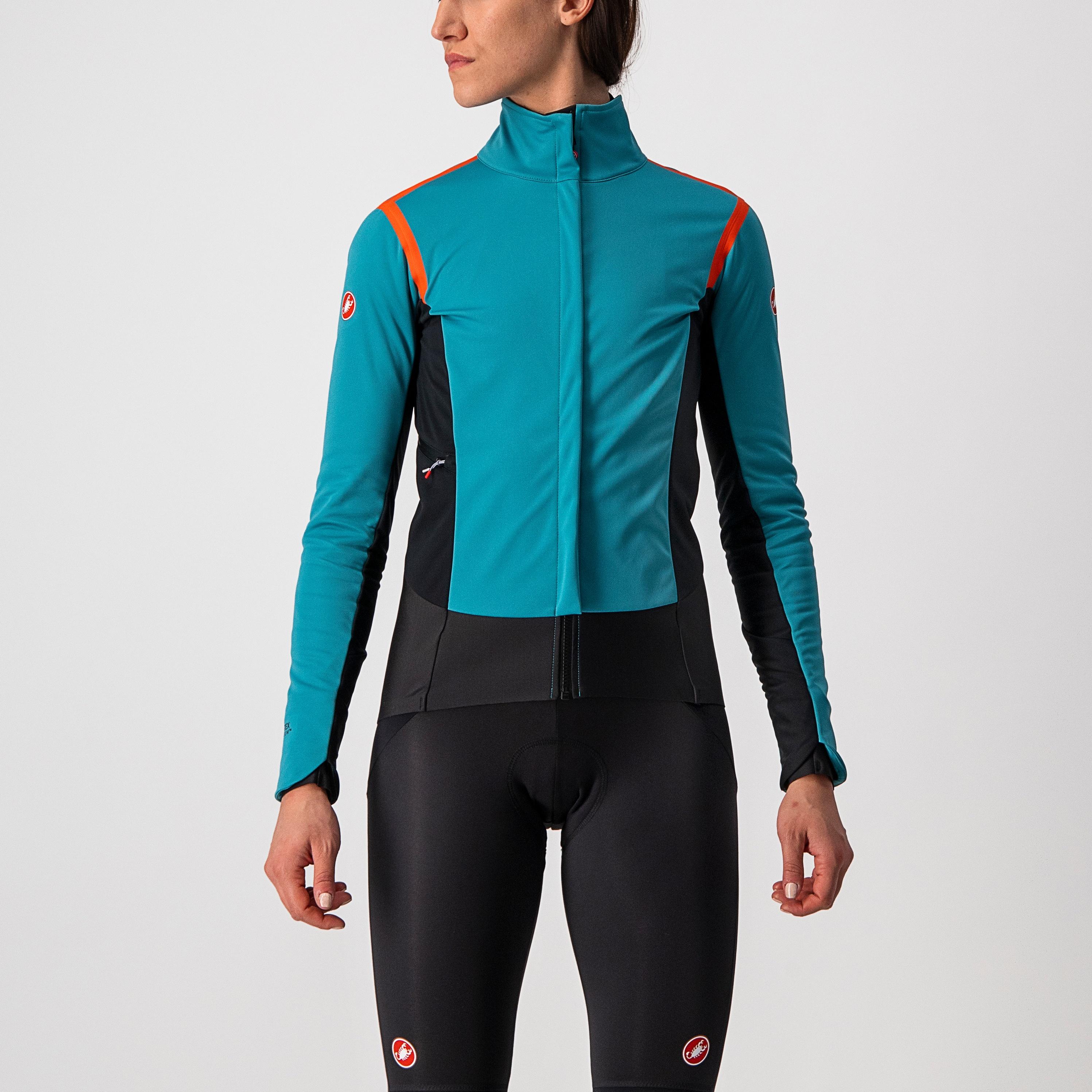 Alpha ros 2 w jacket - teal blue/fiery red-sky blue - castelli