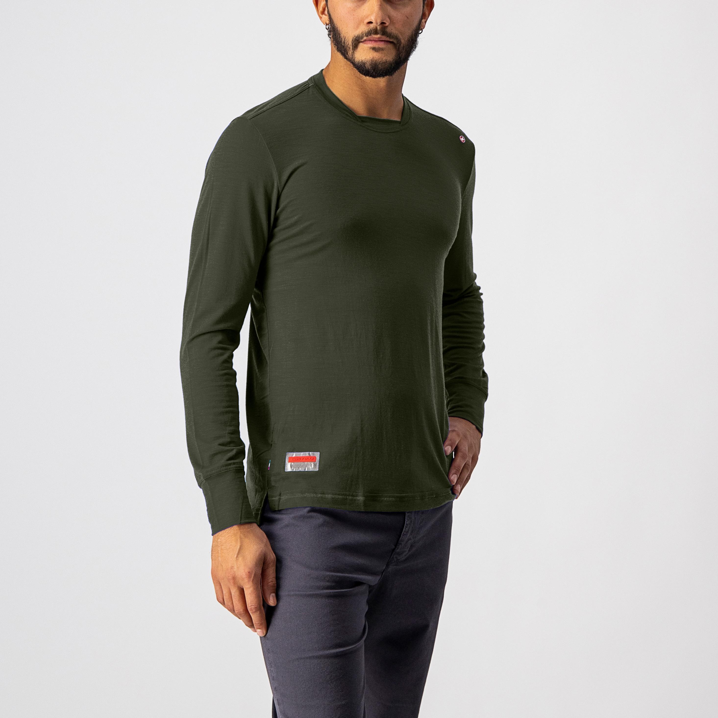 Merino ls tee - military green - castelli