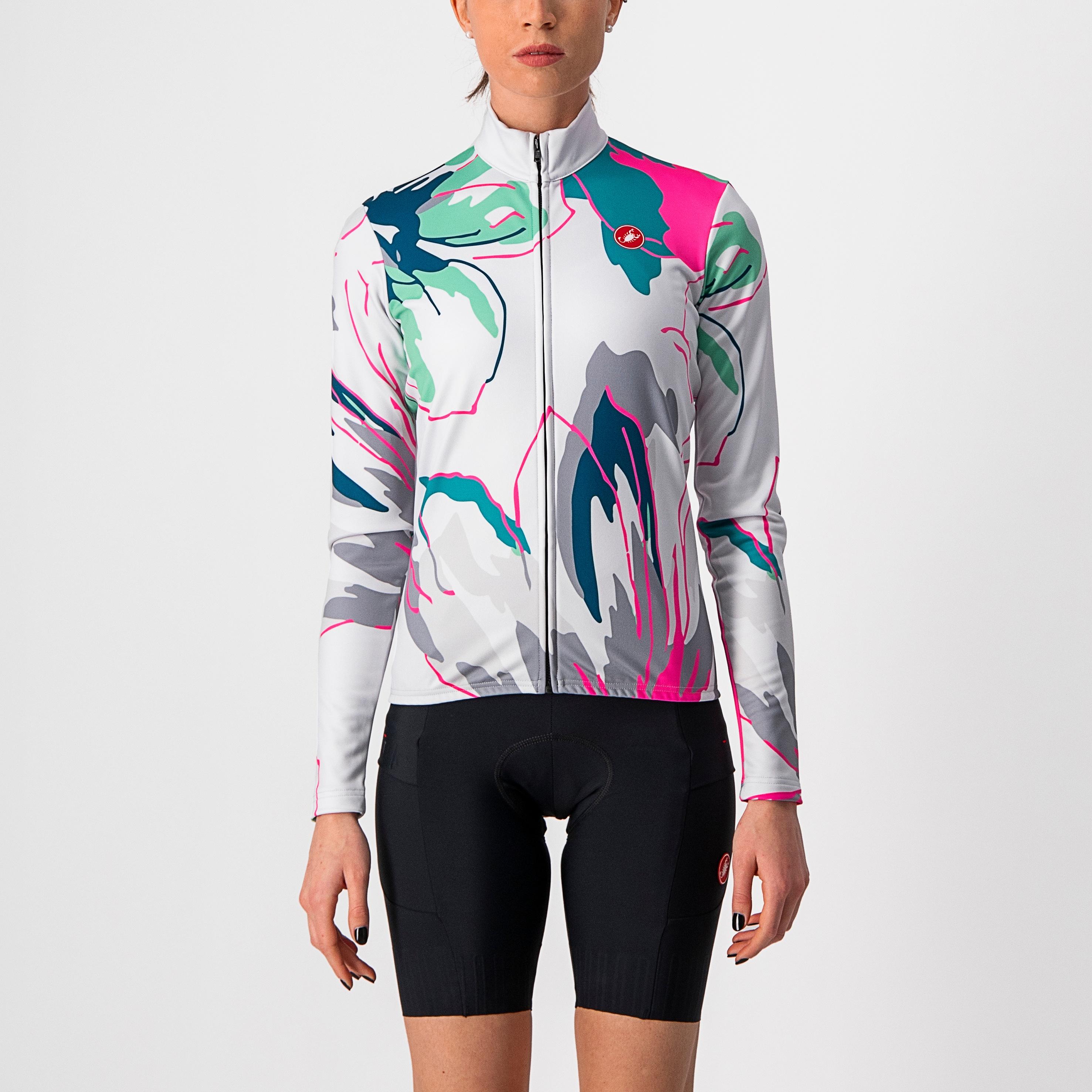 Unlimited w thermal jersey - silver gray/tealblue-flowers - castelli
