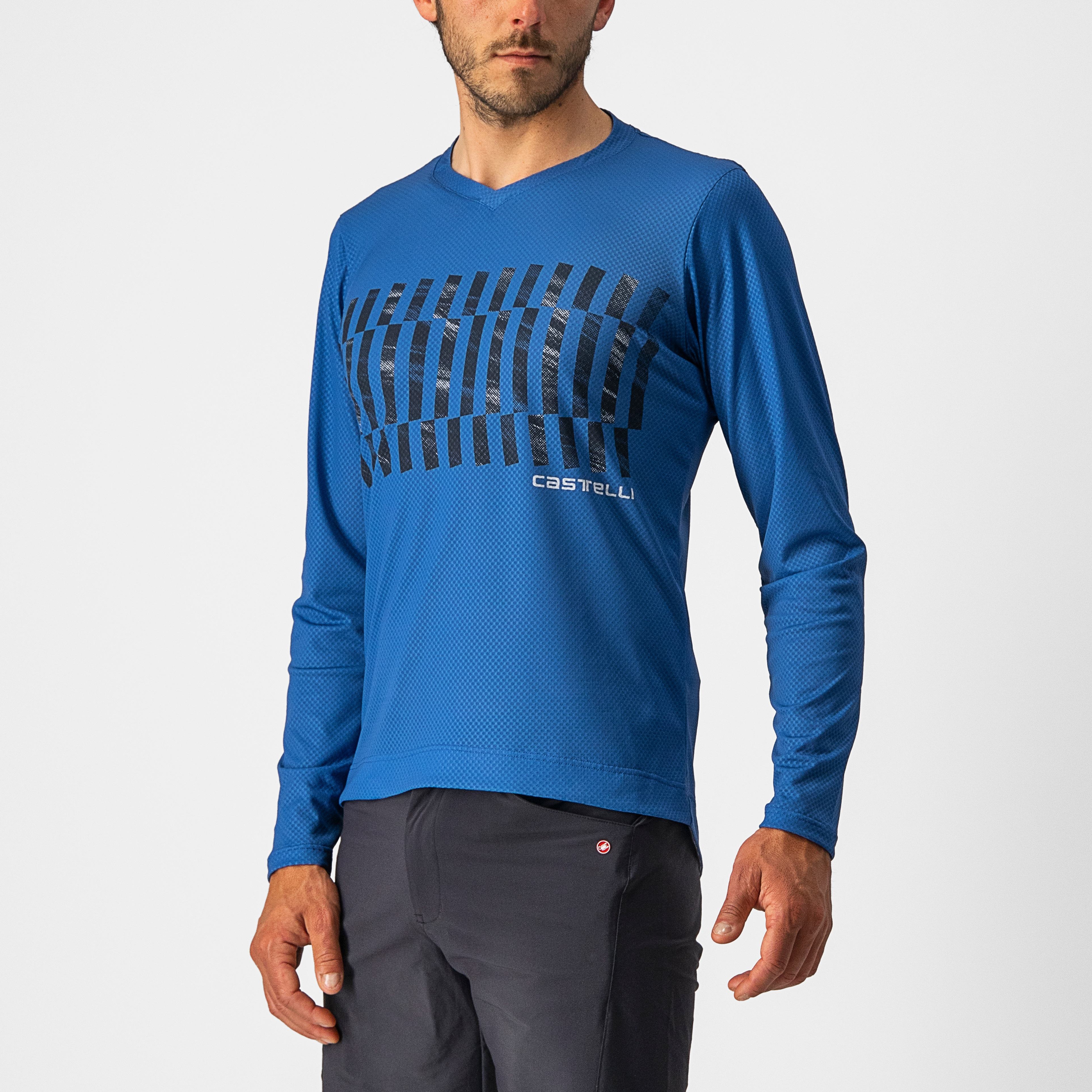 Trail tech longsleeve tee - cobalt blue/savile blue-silver - castelli